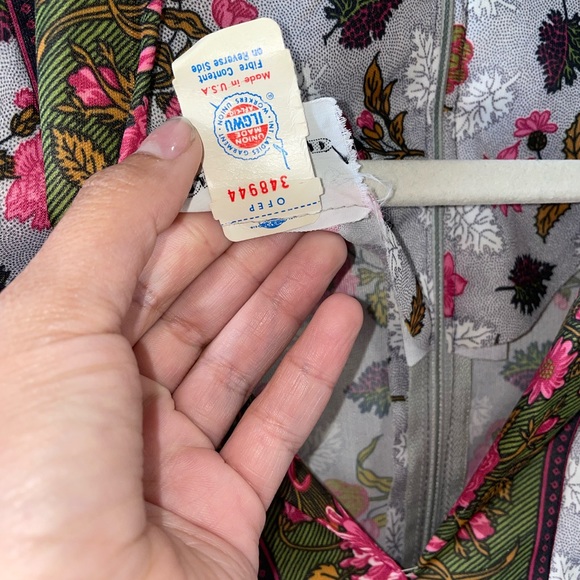 Vintage Toni Todd Maxi Dress Grey with Hot Pink Floral - Picture 6 of 8